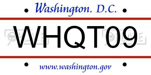 WHQT09 District Of Columbia License Plate