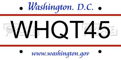 WHQT45 District Of Columbia License Plate