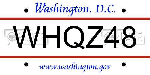 WHQZ48 District Of Columbia License Plate