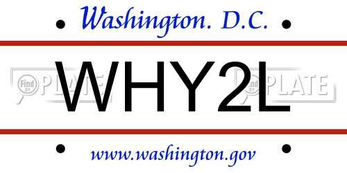 WHY2L District Of Columbia License Plate