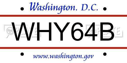 WHY64B District Of Columbia License Plate