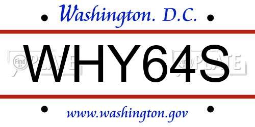 WHY64S District Of Columbia License Plate