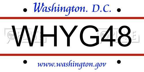 WHYG48 District Of Columbia License Plate