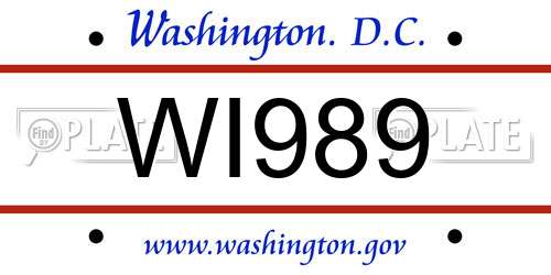 WI989 District Of Columbia License Plate