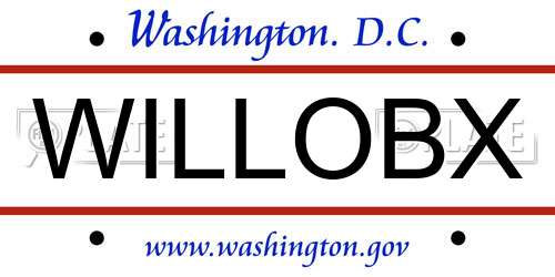 WILLOBX District Of Columbia License Plate