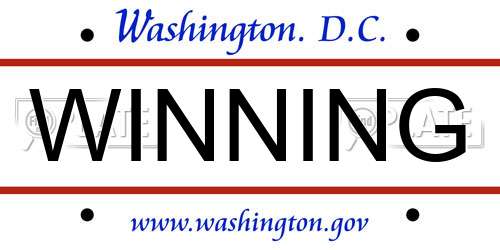 WINNING District Of Columbia License Plate