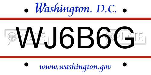 WJ6B6G District Of Columbia License Plate
