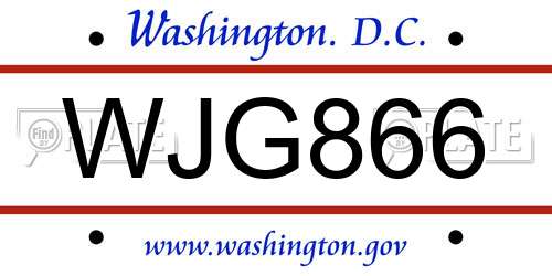 WJG866 District Of Columbia License Plate