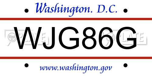 WJG86G District Of Columbia License Plate