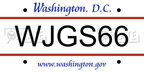 WJGS66 District Of Columbia License Plate