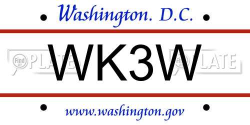 WK3W District Of Columbia License Plate