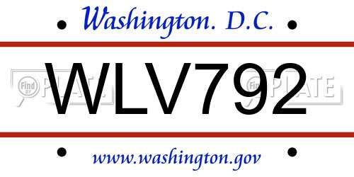 WLV792 District Of Columbia License Plate