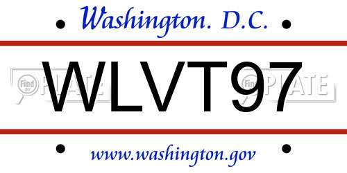 WLVT97 District Of Columbia License Plate