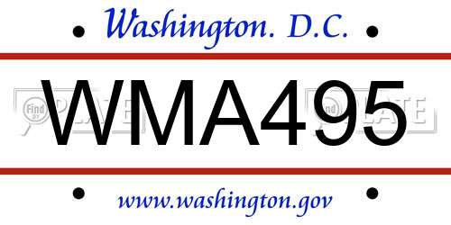 WMA495 District Of Columbia License Plate