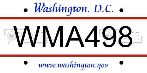 WMA498 District Of Columbia License Plate