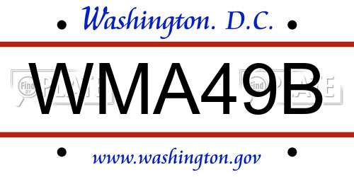 WMA49B District Of Columbia License Plate