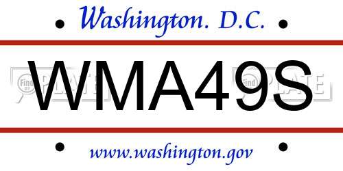 WMA49S District Of Columbia License Plate