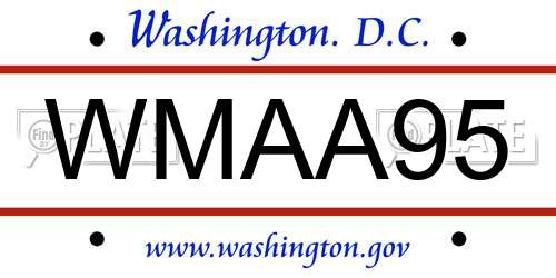 WMAA95 District Of Columbia License Plate