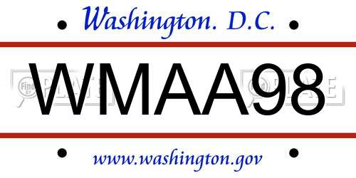 WMAA98 District Of Columbia License Plate