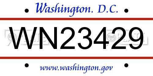 WN23429 District Of Columbia License Plate