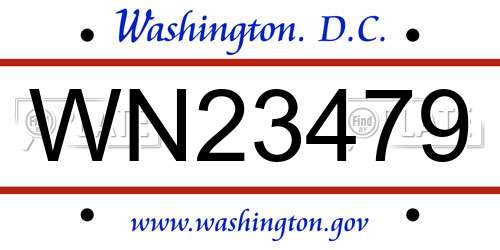 WN23479 District Of Columbia License Plate