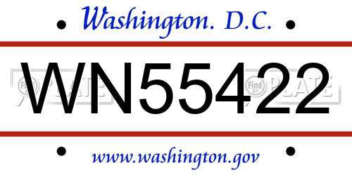 WN55422 District Of Columbia License Plate