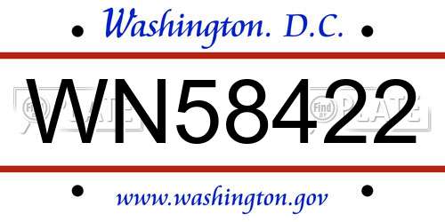 WN58422 District Of Columbia License Plate