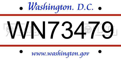 WN73479 District Of Columbia License Plate