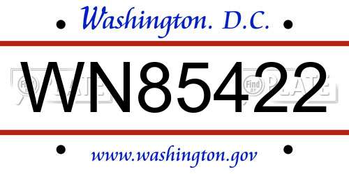 WN85422 District Of Columbia License Plate