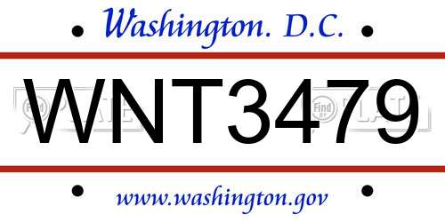 WNT3479 District Of Columbia License Plate