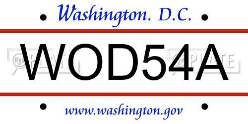 WOD54A District Of Columbia License Plate