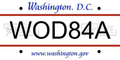 WOD84A District Of Columbia License Plate