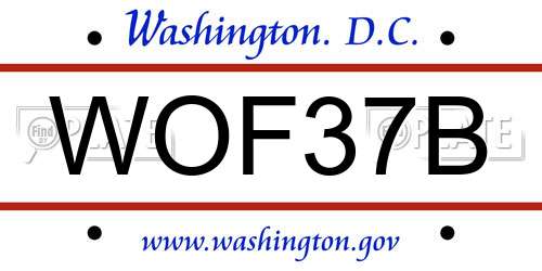 WOF37B District Of Columbia License Plate