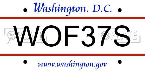 WOF37S District Of Columbia License Plate