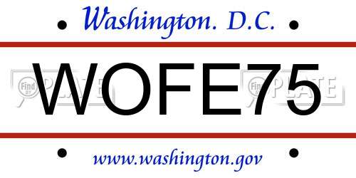 WOFE75 District Of Columbia License Plate