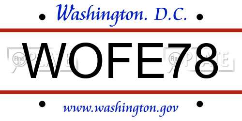WOFE78 District Of Columbia License Plate