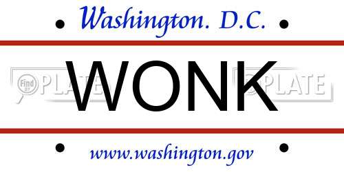 WONK District Of Columbia License Plate
