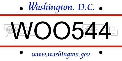 WOO544 District Of Columbia License Plate