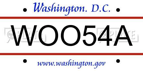 WOO54A District Of Columbia License Plate