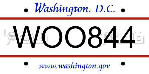 WOO844 District Of Columbia License Plate