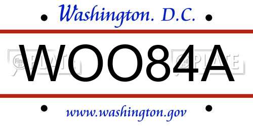 WOO84A District Of Columbia License Plate