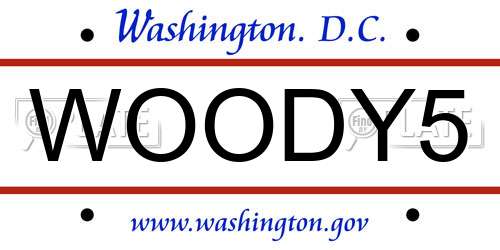 WOODY5 District Of Columbia License Plate