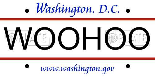 WOOHOO District Of Columbia License Plate