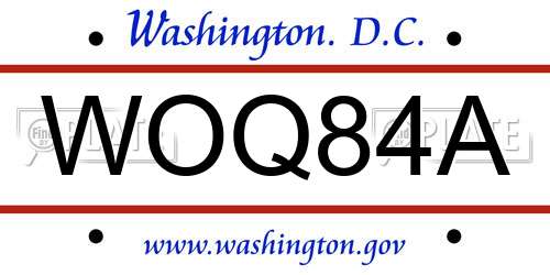 WOQ84A District Of Columbia License Plate