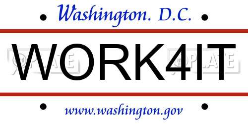 WORK4IT District Of Columbia License Plate