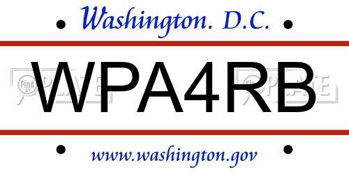 WPA4RB District Of Columbia License Plate
