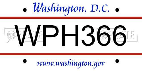WPH366 District Of Columbia License Plate