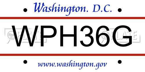 WPH36G District Of Columbia License Plate