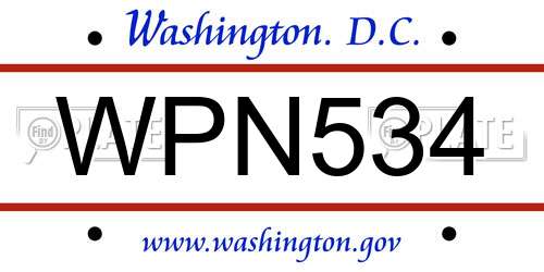 WPN534 District Of Columbia License Plate