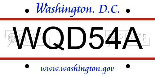 WQD54A District Of Columbia License Plate